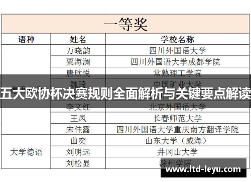 五大欧协杯决赛规则全面解析与关键要点解读